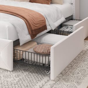 Alternative view of Korav Velvet Bed Frame with RGB LED Lights & Storage Drawers | Tufted Wingback Headboard | Queen & King
