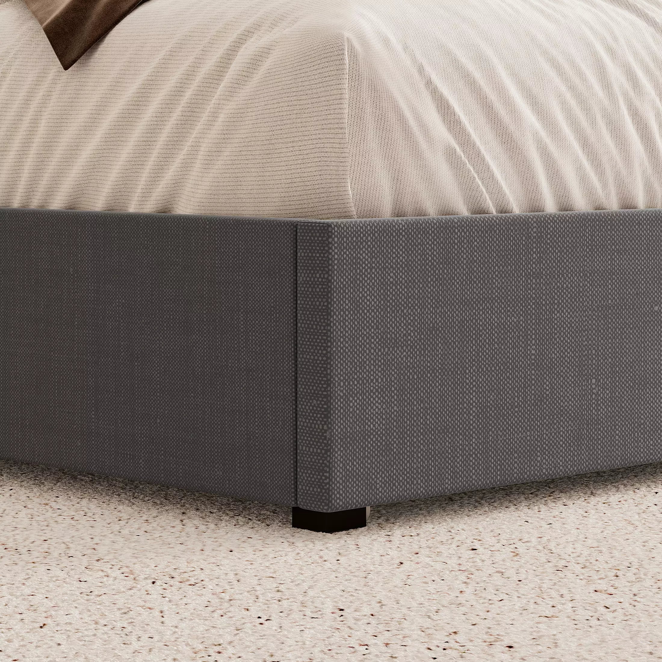 Modro Linen Bed Frame with Storage Drawers | Wingback Headboard | Queen & King - Image 19