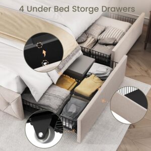 Alternative view of Korall Linen Storage Bed Frame | High Headboard & Storage Drawers | Queen & King