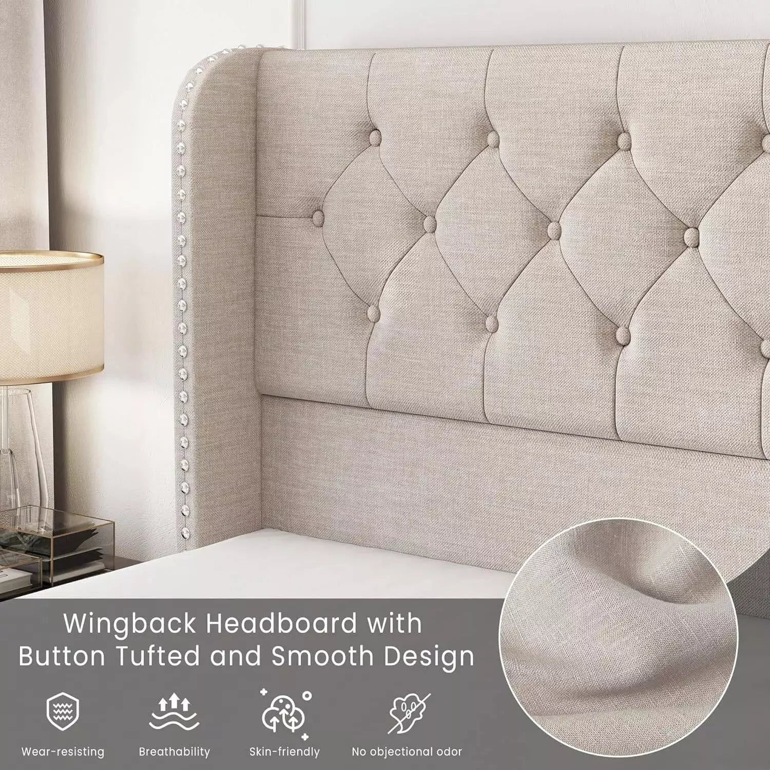 Korav Velvet Bed Frame with RGB LED Lights & Storage Drawers | Tufted Wingback Headboard | Queen & King - Image 12