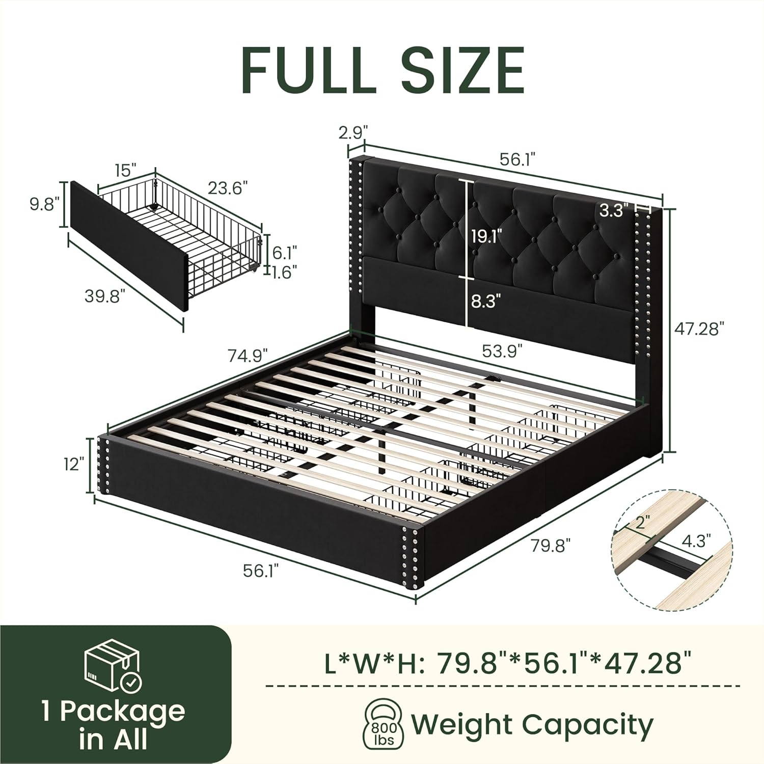 Vella Linen Bed Frame with Storage Drawers | Upholstered Platform Bed | Queen & King - Image 13