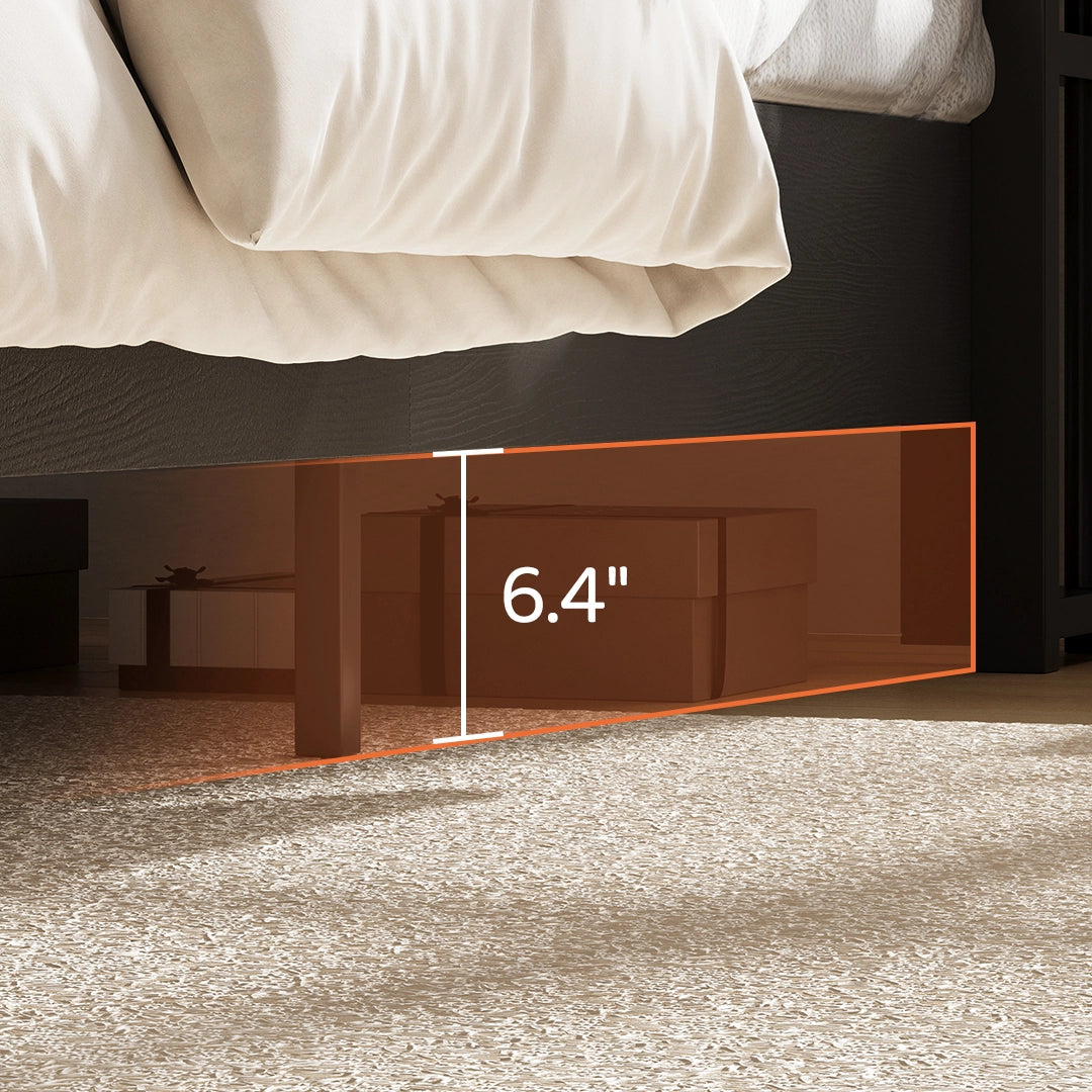 Aspen Bookcase Headboard Storage Bed Frame | LED Light, Charging Station & Wire Mesh Drawers | Queen & King - Image 20