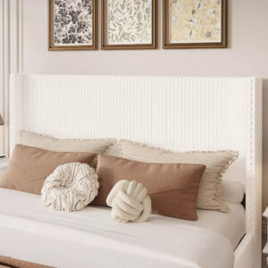 Alternative view of Elysia Corduroy Bed Frame | Channel Tufted Upholstered Platform Bed | Queen & King