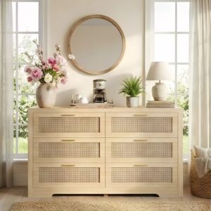 Alternative view of Rattan 6 Drawer Dresser | Handmade Boho Style Bedroom Organizer & Storage Cabinet