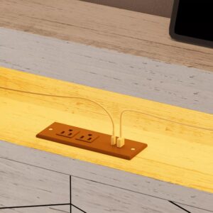 Alternative view of Arlo Farmhouse Platform Bed Frame | Storage Shelf Headboard, LED Lights & Charging Hub | Queen & King