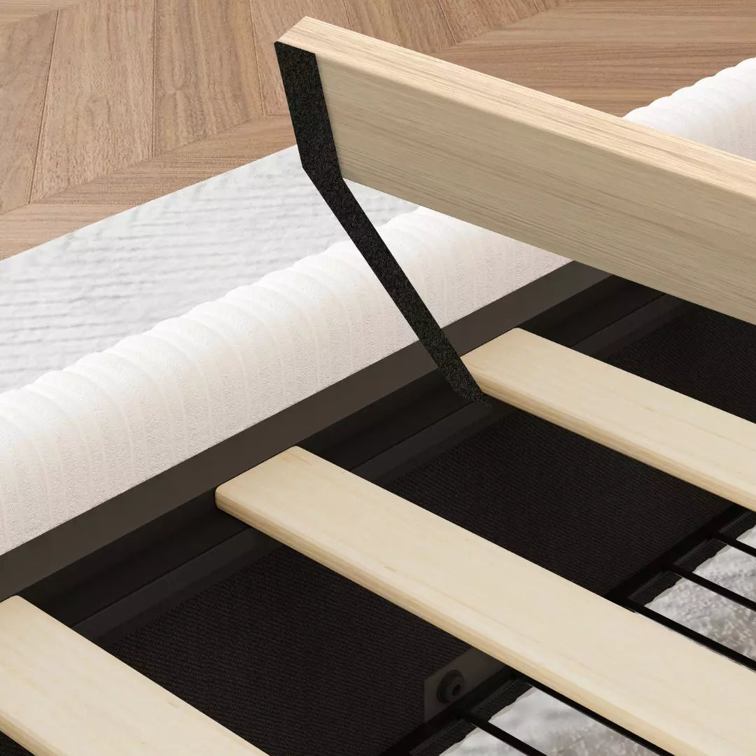 Elysia Corduroy Bed Frame | Channel Tufted Upholstered Platform Bed | Queen & King - Image 9